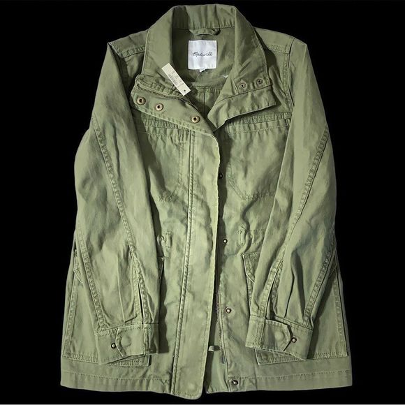 Madewell Olive Green Passage Jacket safari Utility Full-Zip Drawstring Womens XS - Picture 4 of 7